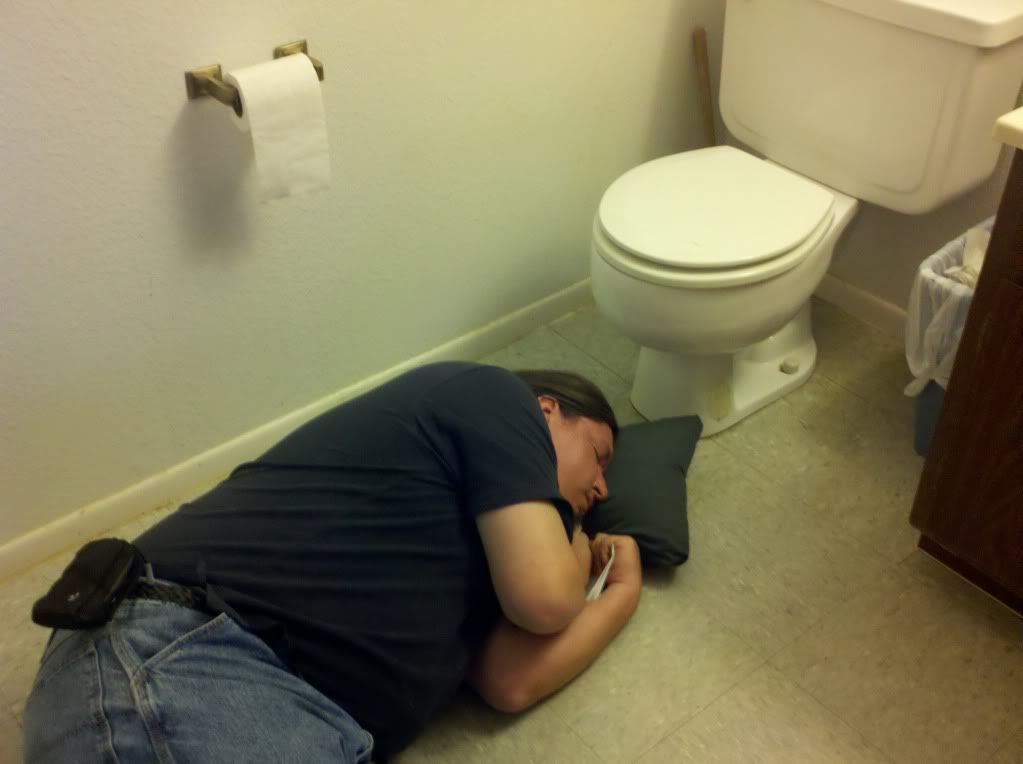 sleeping in the restroom