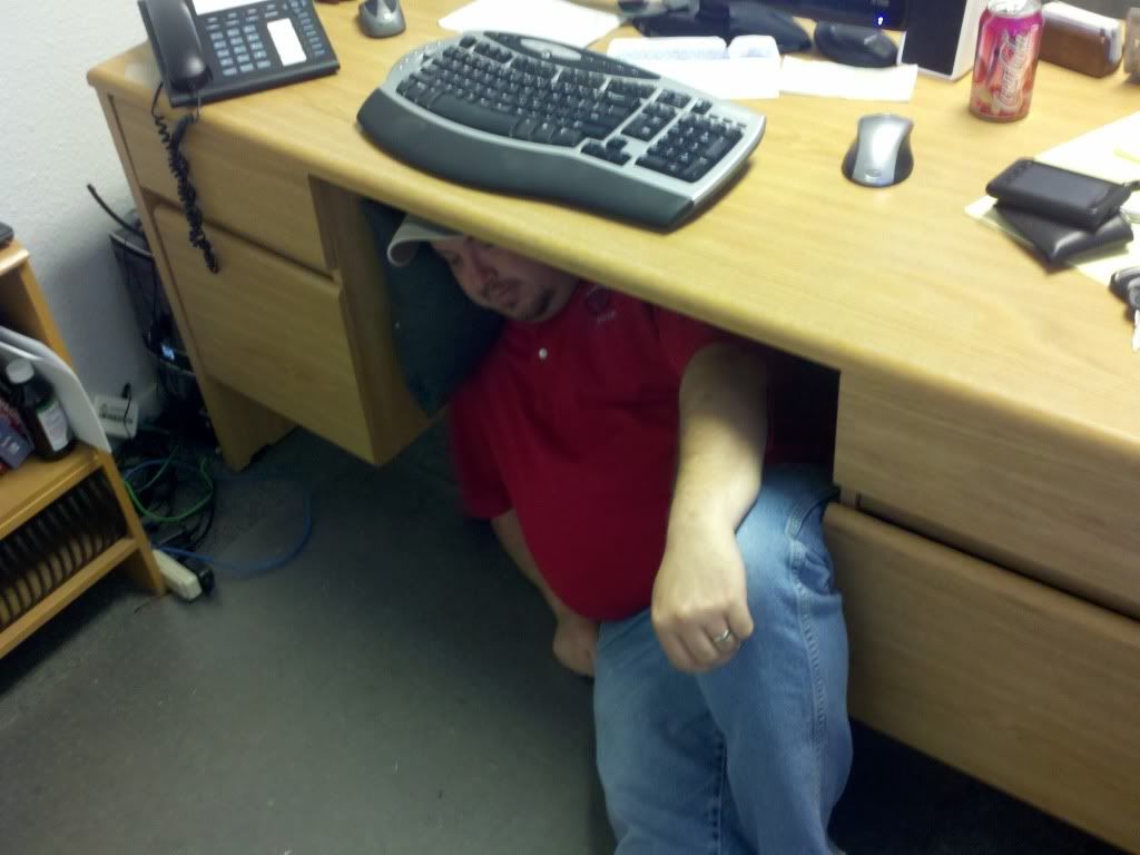 Sleeping under desk,sleep at work