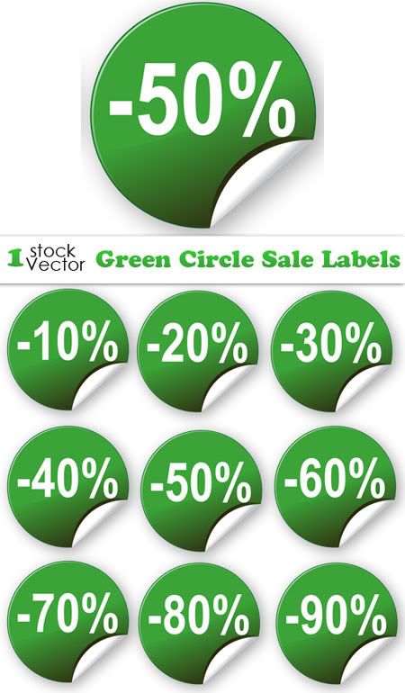 Green Circle Sale Labels Vector Green Circle Sale Labels Vector