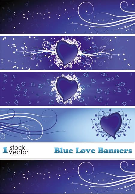 Stock vector - Blue Love Banners 