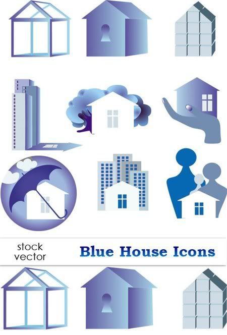Stock vector - Blue House Icons