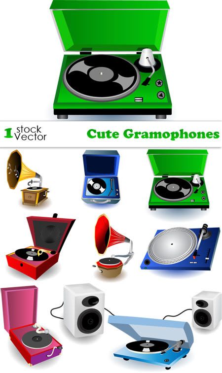 Stock vector - Cute Gramophones