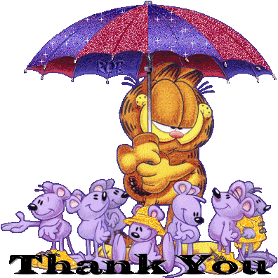 Thank You Garfield Shields Mice from Rain (Glit)