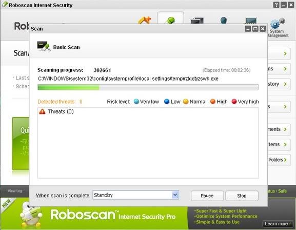 Scanning with Roboscan Internet Security Free