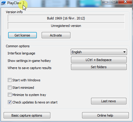 PlayClaw options PlayClaw options