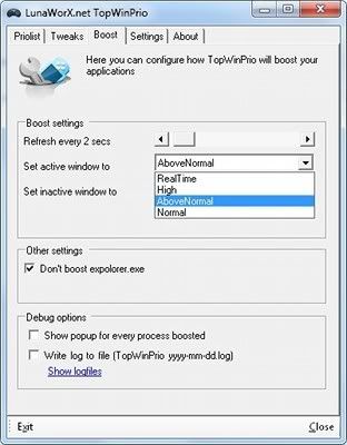 Boost Panel of TopWinPrio Boost Panel of TopWinPrio