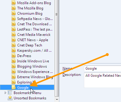 Creating New Folder in Bookmarks Toolbar