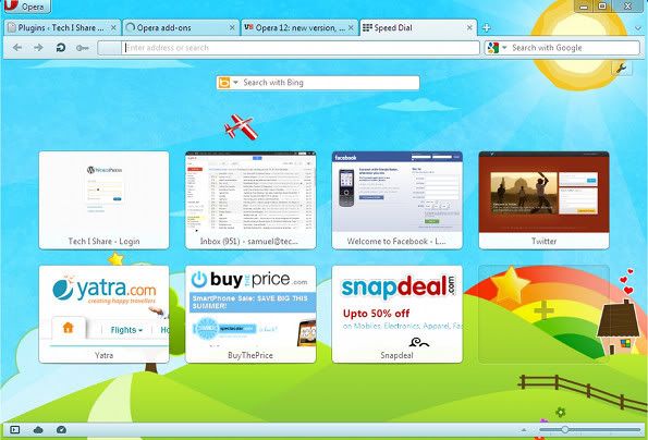 Opera 12 Screenshot No Change in Interface. But Opera 12 employs new Theme Engine