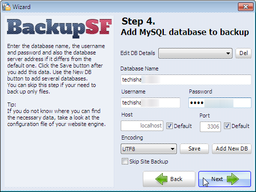 Providing MySQL database details Providing MySQL database details