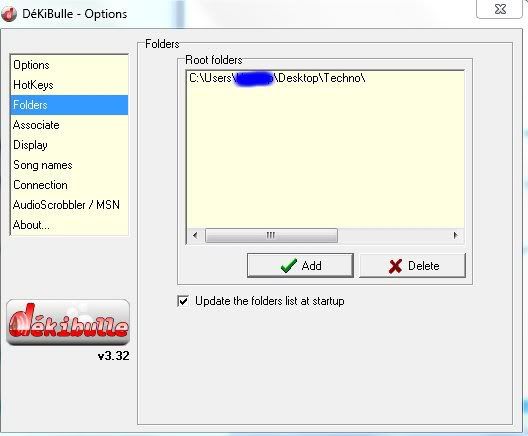 Dekibulle Options window