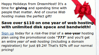 Dreamhost promotion