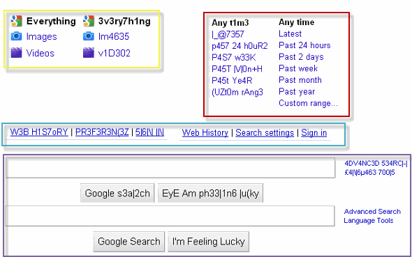 Google Hacker version Google Home page - Hacker version
