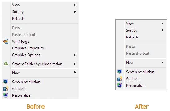 Desktop or Folder background context menu after organizing