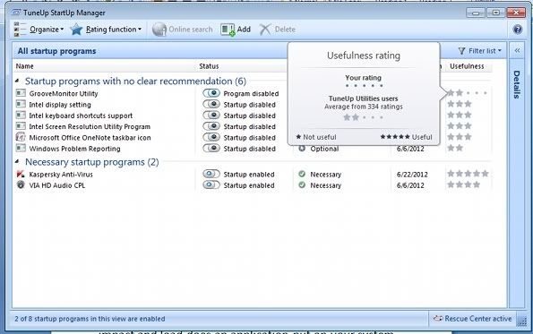 Tuneup Utilities Startup manager Tuneup Utilities Startup manager