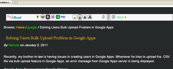 Transformed Web Page by using TidyRead Improve readability with Tidyread