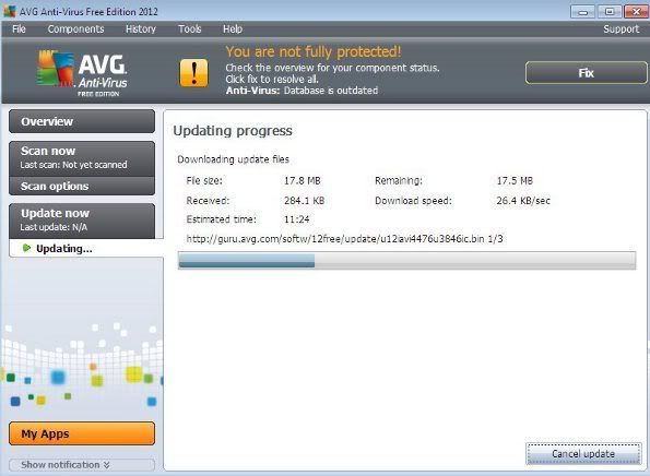 Less update size in AVG 2012 offline installer