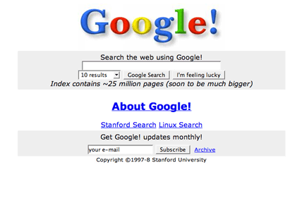 google 1998 homepage. 11 November 1998