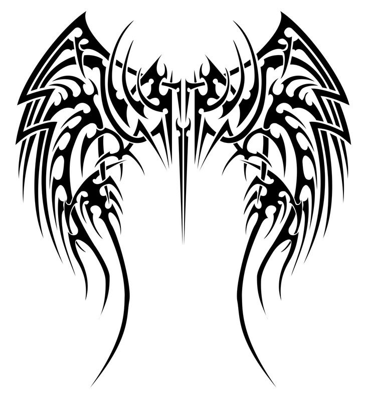 tribal angel wings tattoo