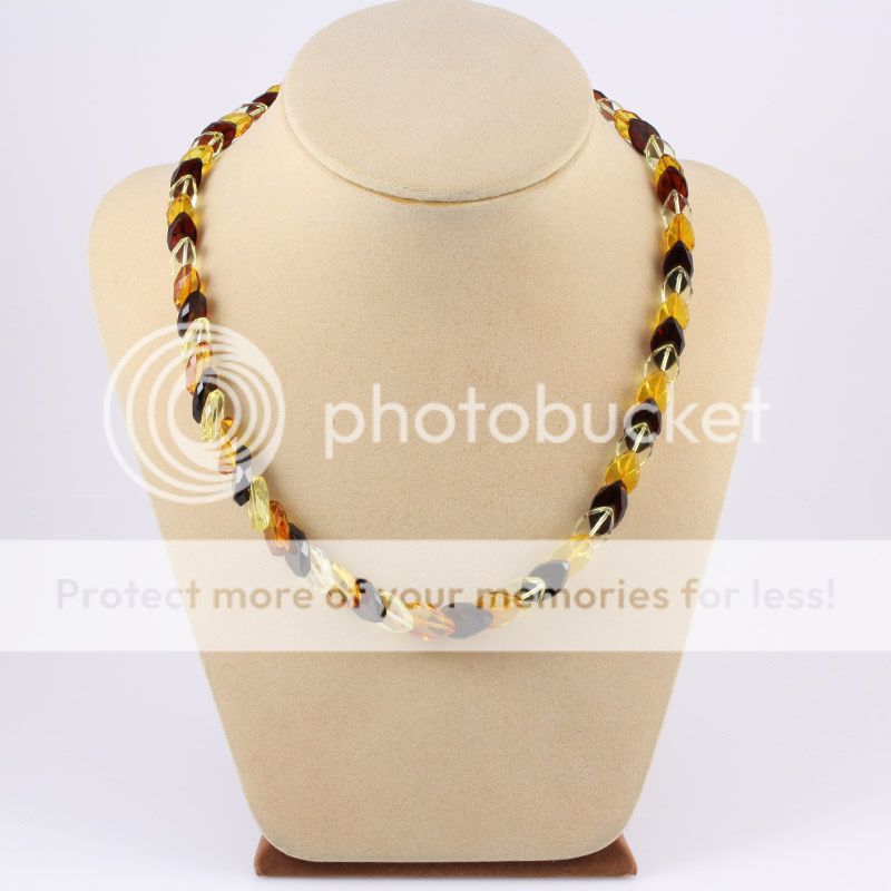 FACETED Overlapping Beads BALTIC AMBER Necklace 19  