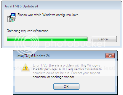 uninstall java windows 7 error 1723
