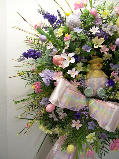 Wreath Easter Spring Chick Egg Holiday Floral Swag Country Primitive 