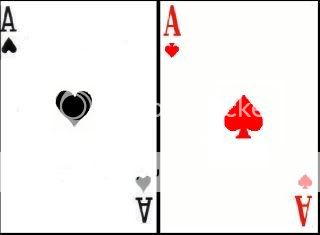 black heart and red spade